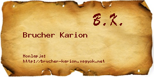 Brucher Karion névjegykártya